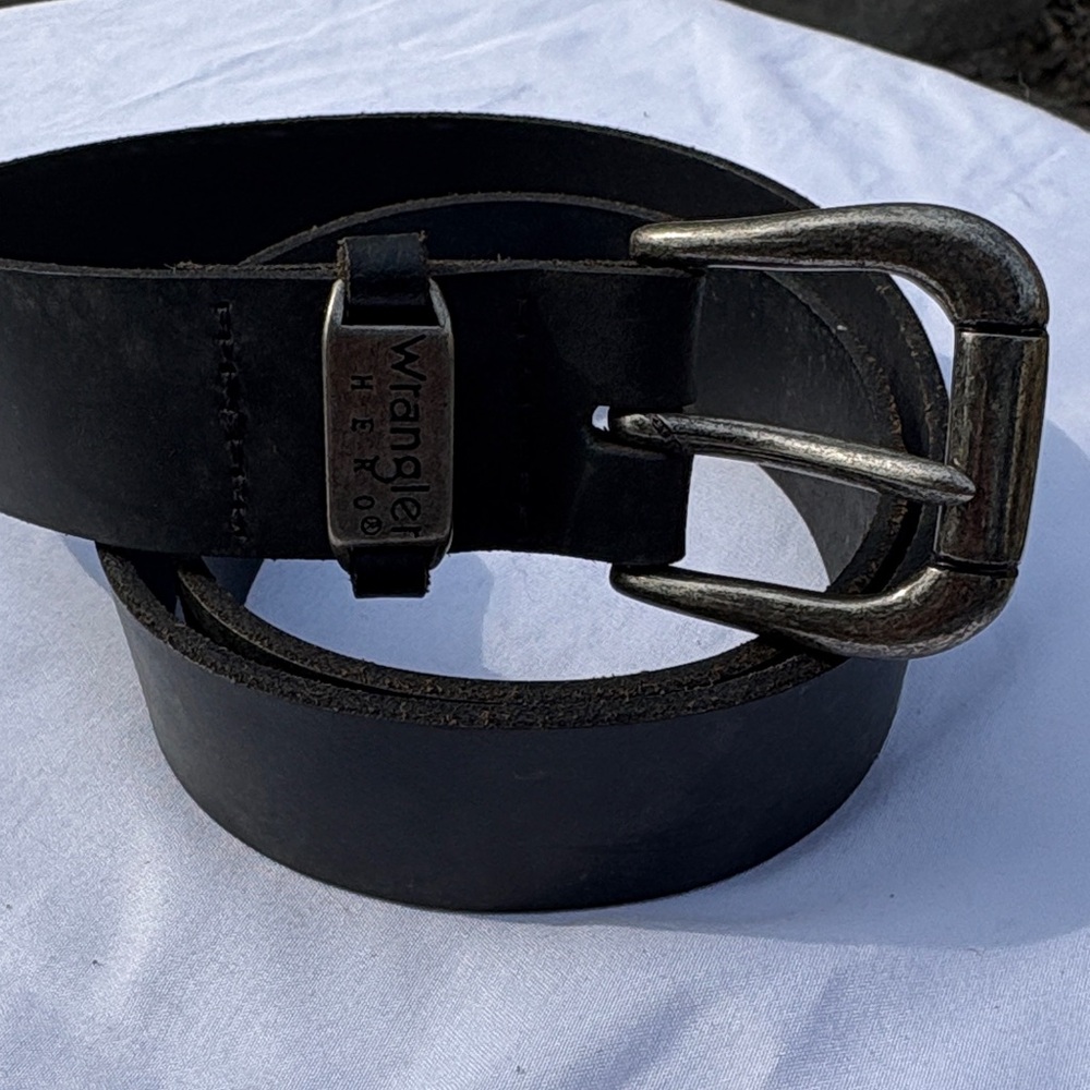 Wrangler Hero Black Leather Belt Large (36” total length)